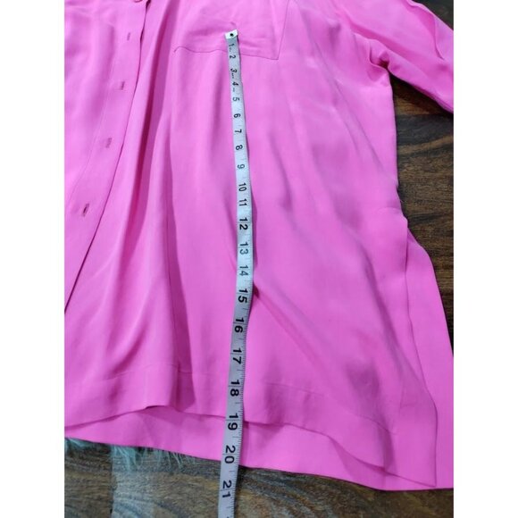 Adrienne Vittadini Silk Lagenlook Oversized Button Up Tunic Shirt Dress Pink M - Picture 15 of 16